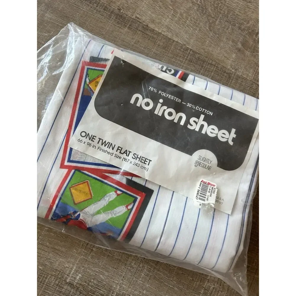 Vintage Baseball Twin Flat Sheet 80s MLB Expos Red Sox NOS USA Sports Bedding